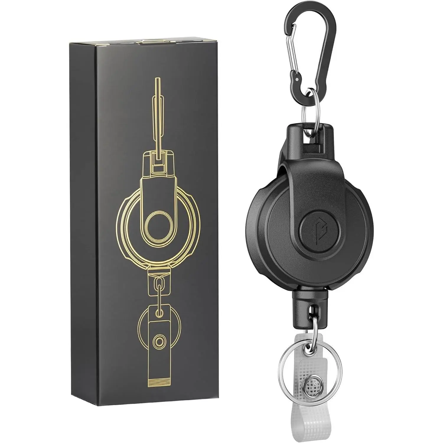 Retractable ,Heavy Duty Carabiner Badge Holder, ID Badge Reel Key Chain with 31,8.8 OZ