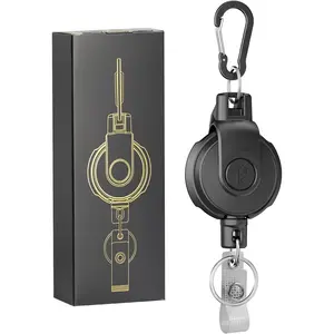 Retractable ,Heavy Duty Carabiner Badge Holder, ID Badge Reel Key Chain with 31,8.8 OZ