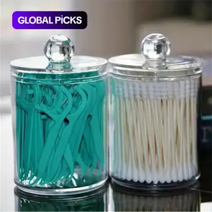 Cotton Swab Storage Box with Lid, Transparent Round Organizer for Dental Floss & Compressed Towels, Vanity Table & Home Organizer, Versatile Storage Container #GLOBAL PICKS