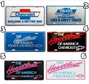 [HOT] Chevrolet Heartbeat License Plate Collection Retro Car Tag Set Vintage GM Truck Accessories Gift for