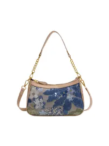 Vintage Floral Sequin Crossbody Bag, Unique Embroidered Shoulder Bag, Versatile Chain Strap Bag, Four Colors Available, Elegant Small Bag