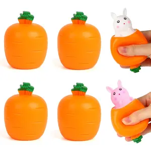 SULOLI Squishy Easter Bunny Stress Bubbles Squeeze Toys, 4 Pack Stress Relief Toys to Relax - Easter Party Favor Gifts for Children Easter Basket Stuffers