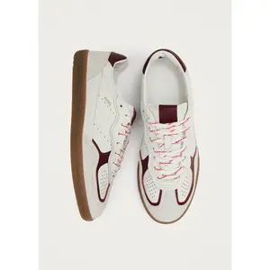 'Alohas' RIFE GRAIN WHITE BURGUNDY LEATHER SNEAKERS