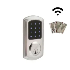 TownSteel e-Smart 5000 WiFi Electronic Push Button Deadbolt - Door Locks with Highly Responsive Keypad, Programmable RFID Keycards/Stickers, Mechanical Key Override - Satin Chrome, Grade 2