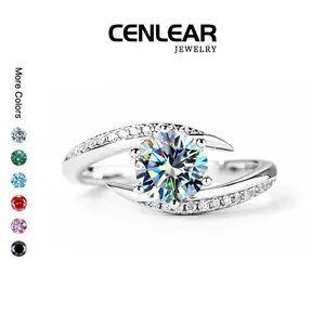 CENLEAR 1 Carat Moissanite Ring 6 Prong Hidden Halo Crossover Twist Engagement Ring For Women Unique Wedding Band Alternative Engagement Rings