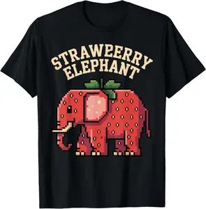 100% Cotton Strawberry Elephant for Funny Nature Lovers and Summer Fun T-Shirt
