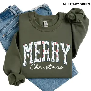 Merry Christmas Sweatshirt Christmas Tree Sweatshirt Minimalist Christmas Crewneck Womens Holiday Sweater Christmas Shirt Cute Winter Sweatshirt