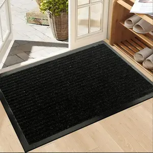 Modern Striped Door Mat, Thick Durable Non-Slip PVC Backing, Pure Color Stripe Courtyard Door Pad, Outdoor Kitchen Garage Hallway Use