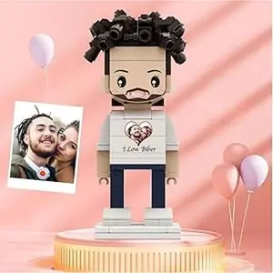 JollyJubilant Valentine's Day Gifts My Custom Brickfigures Custom Brick Figures Personlized Photo & Text Brick Figures Building Blocks I Love XXX (YL1P-140)
