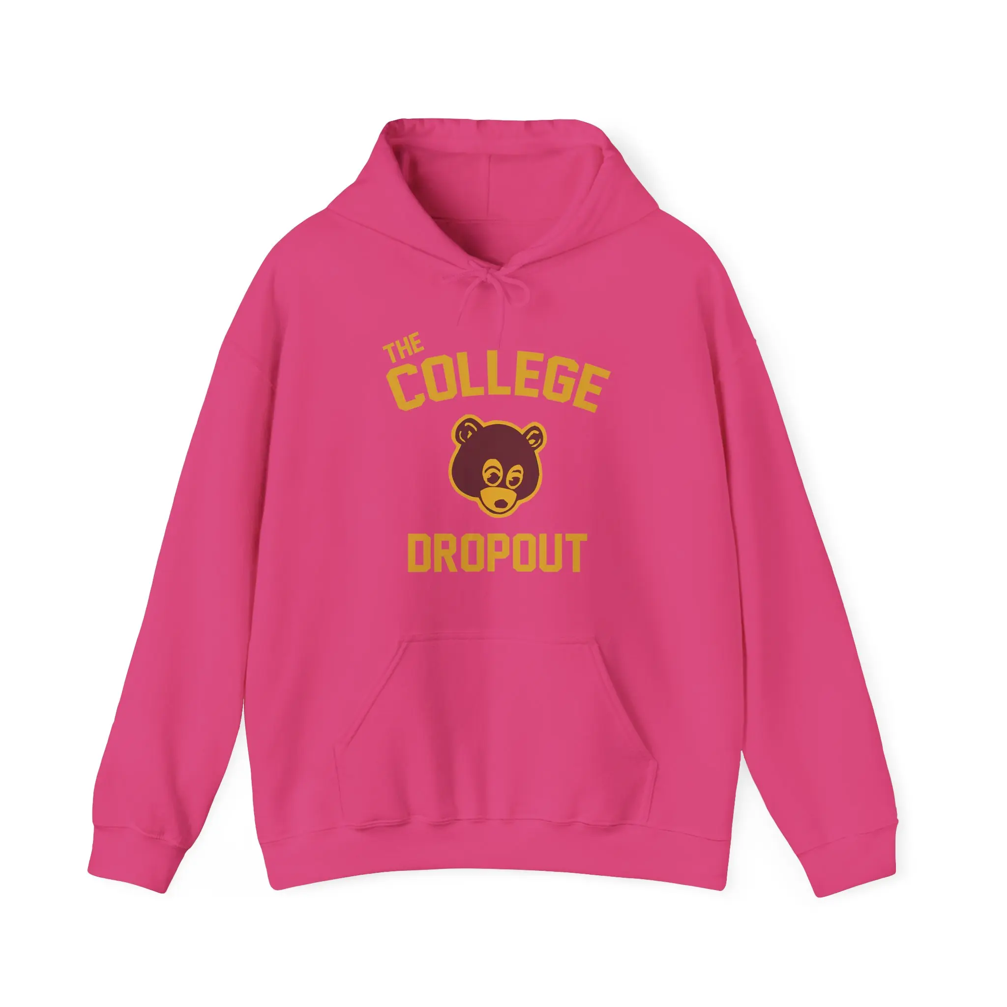 Men's The College Dropout Inspired Oversized Casual Plush Kangaroo Pocket Heavy Blend Hoodie, Classic Cotton-Poly Fabric