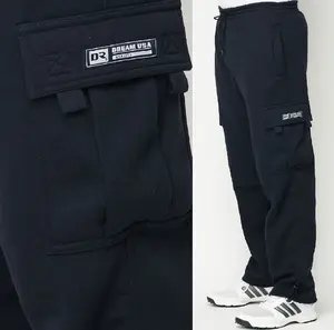 DREAM USA Men's Heavyweight Cargo Sweatpants 6 Pockets Casual Fleece Pants Hip Hop Sweatpants Casual Black Charcoal White Red Royal Gray Navy