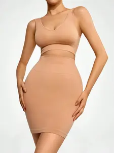 High-Waist Seamless Shaping Slip Skirt Underwear: strong tummy control, waist trim & hip lift. Snug fit, no rolling or tightness, invisible under dresses. Ideal for daily & formal wear, it creates a flattering waist-hip curve with all-day comfort.