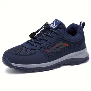 Men's Solid Color Breathable Sneakers with Adjustable Buckle, Comfortable Non-Slip Wear-Resistant, Suitable for Men's Outdoor Activities