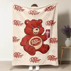 Premium Dr Pepper Funny Bear Flannel Blanket, Soft and Warm MachineWashable Blanket Wall-Hanging Decorative Item For Bed Cover Wall Decoration Indoor Bedding  Flannel material Suitable as a gift sizes 60*80,30*40(baby ),40*50(kids),50*60 - Available Now