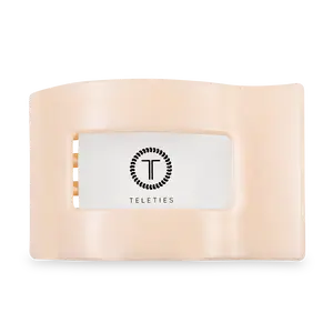 TELETIES - Almond Beige Large Flat Rectangle Hair Clip Hairpins - Lay Flat, Strong Grip, Nearly Unbreakable