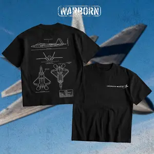WARBORN F22 Raptor Blueprint T-Shirt/Hoodie Vintage Lockheed Martin Graphic Tee Military Enthusiast Streetwear Clothing Gift for Men Breathable Printing