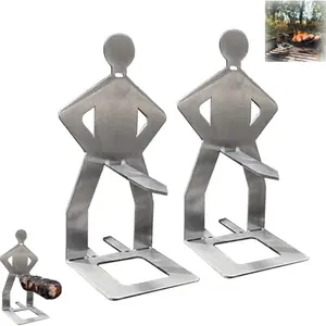 2 Piece Creative Standing Stainless Steel Sausage Grill, Durable Outdoor Cooking Tool, Perfect for Barbecues & Picnics, Easy to Clean Design