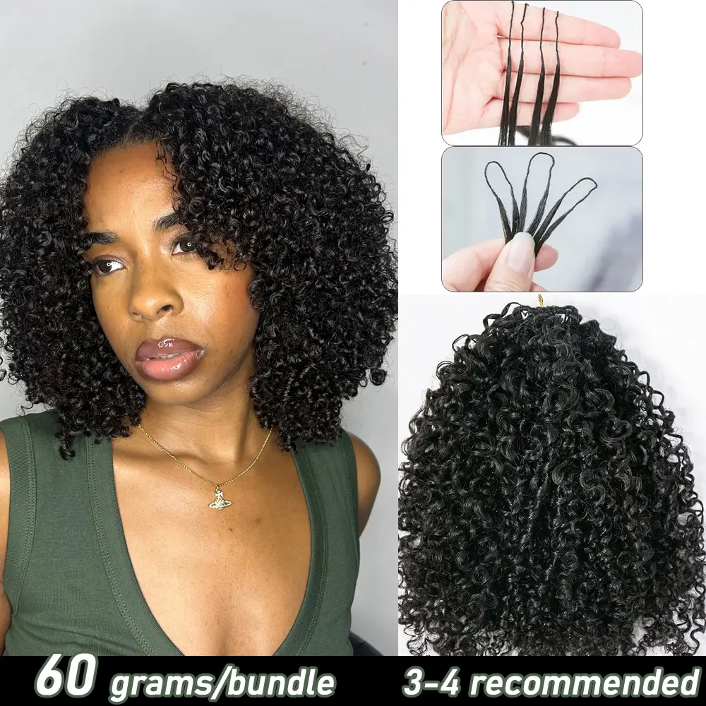 YWIGS Crochet Human Hair for Miracle Knots Human Hair Feather Crocher Hair Human Hair for Miracle Knots Boho Braids Burmese Curly Pre-Separated 60g / Bundle, 4 to 5 Bundles Recommended #backtoschool #backtoschoolshopping #sohochic