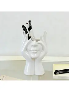 Luxury Art Face Elephant Vase Makeup Storage Box, Multifunctional Brush Holder, High-Value Cosmetic Bag, Desktop Organizer Gift, Beauty Organizer, Makeup Tool Organizer, Beauty Supplies Organizer