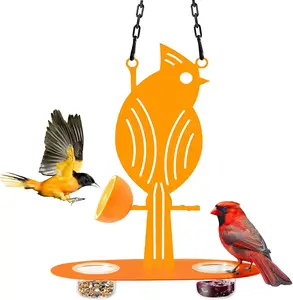 Hanging Oriole Bird Feeder (2026) with Clear PP Bowl, Perch, and Attachment Prongs for Clementines, Mandarins, and Oranges Outdoor Decor for Garden Backyard Patio and Deck