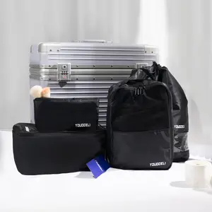 4-Piece Packing Cubes Set – Shoe Bag + Small + Medium + Large (Expandable) | Black | Travel Organizer Must-Hav