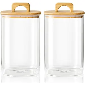 4 qt Large Jars with  , 1 Gallon Glass Candy Jar with Lid, Sugar/Flour Storage Containers, 128 oz Big Glass Canisters with Airtight Lid, 2 Pack