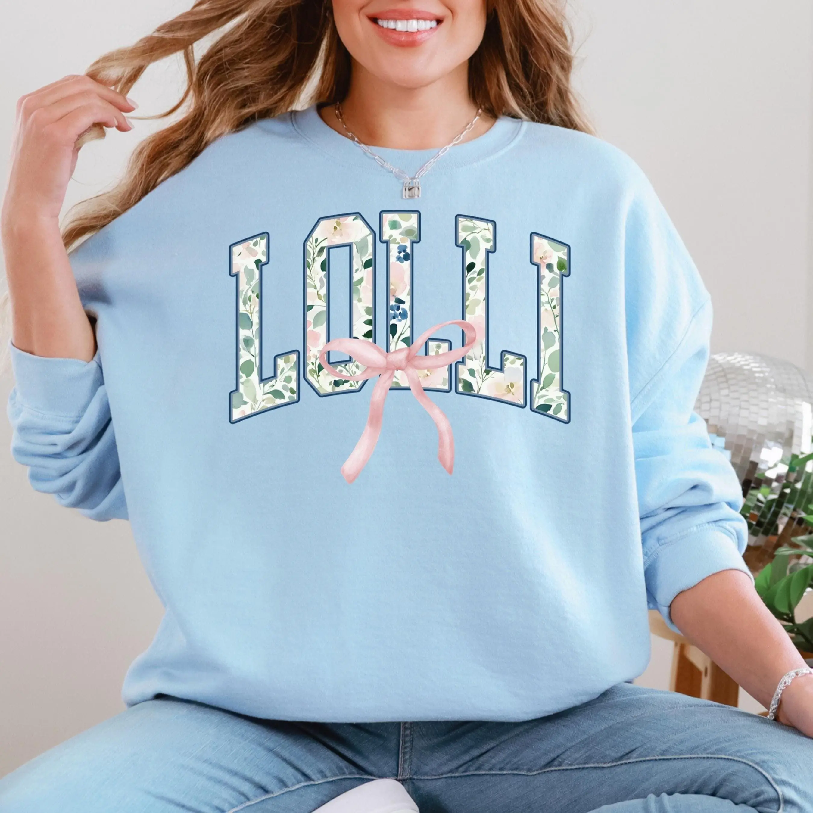 Lolli Sweatshirt, Grandma Gift, Floral Lolli Sweater, Unique Lolli Gift, Gift from Grandkids, Lolli Shirt, Pregnancy Reveal, New Lolli Gift