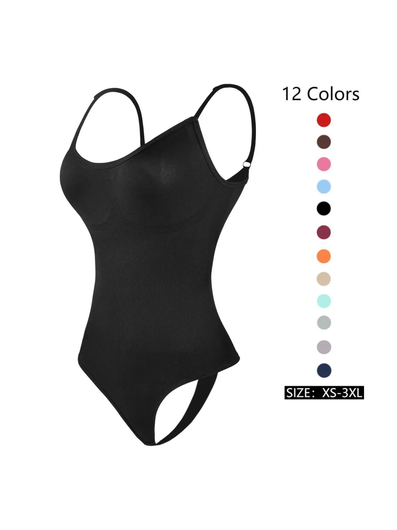 Women's Solid Adjustable Strap Shapewear Bodysuit, Minimalist Basic Casual Seamless Tummy Control Butt Lifting Shapewear Bodysuit, Ladies Shapewear fo