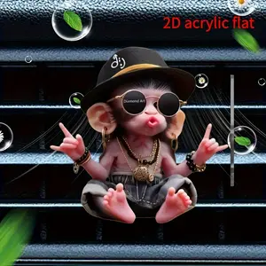 Cute Monkey Car Air Vent Clip, Flat Design, Kissing Pose, Car Decoration Accessory, Aromatherapy Holder, Vehicle Interior Decor