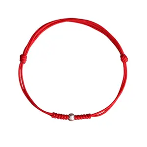 S925 sterling silver lucky bead red cord bracelet, woven red cord bracelet for women and girls, minimalist everyday gift