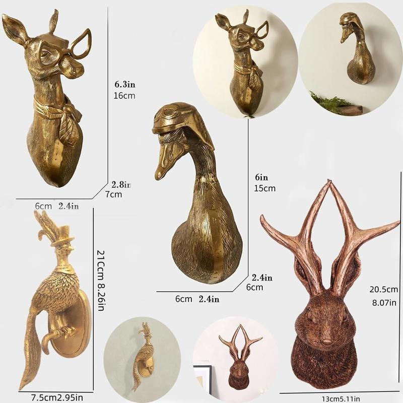 Animal Head Shaped Wall Hanging Ornament, 1 Count Modern Art Creative Animal Head Wall Art, Wall Decor for Home Living Room Bedroom Office