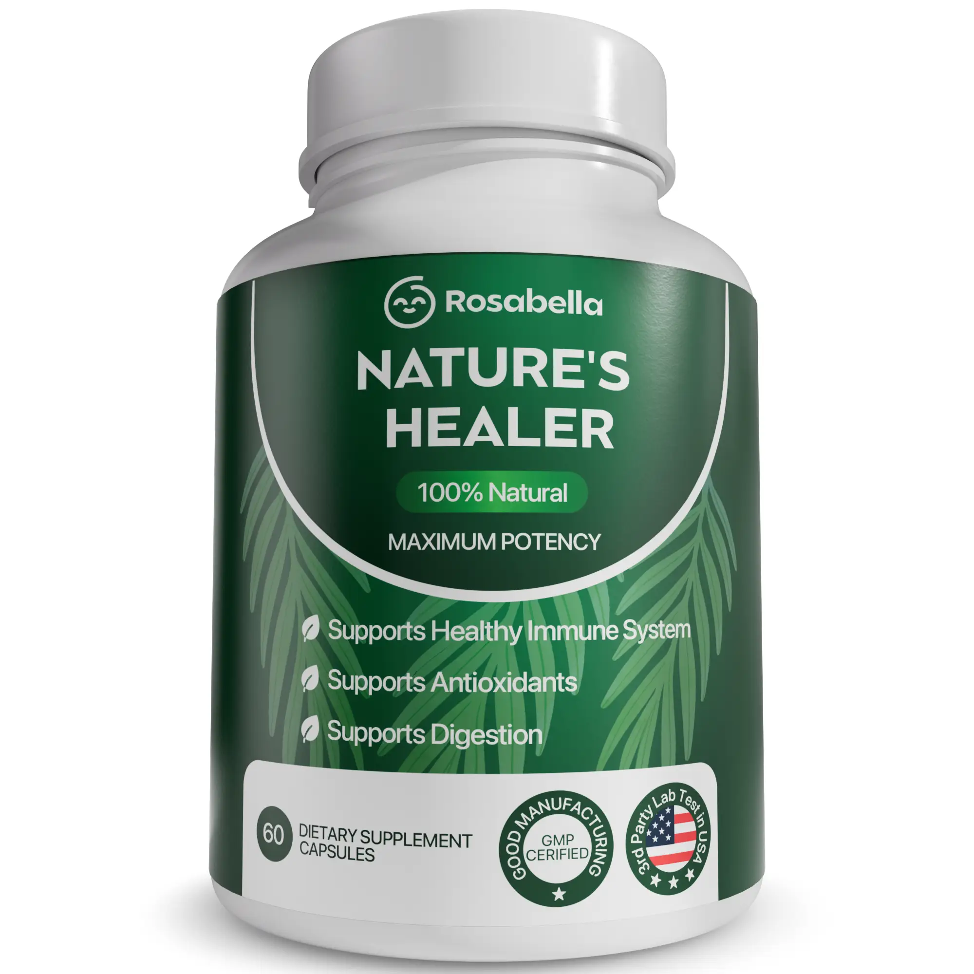 Rosabella Natural Healer – Organic Superfood Immune & Digestive Support – 60 Capsules – Plant-Based Supplement for Detox, Bloating Relief, and Gut Wel