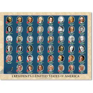 UNCLE WU USA President Poster For Kids/Adults -Home Decor -Double Side Laminated President Chart for Homeschool -18 x 24 Inch Waterproof (2025 NEW)