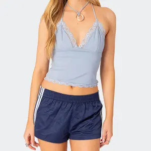 Women's Summer Casual Shorts Side Stripe Print Elastic Waist Loose Workout Short Pants