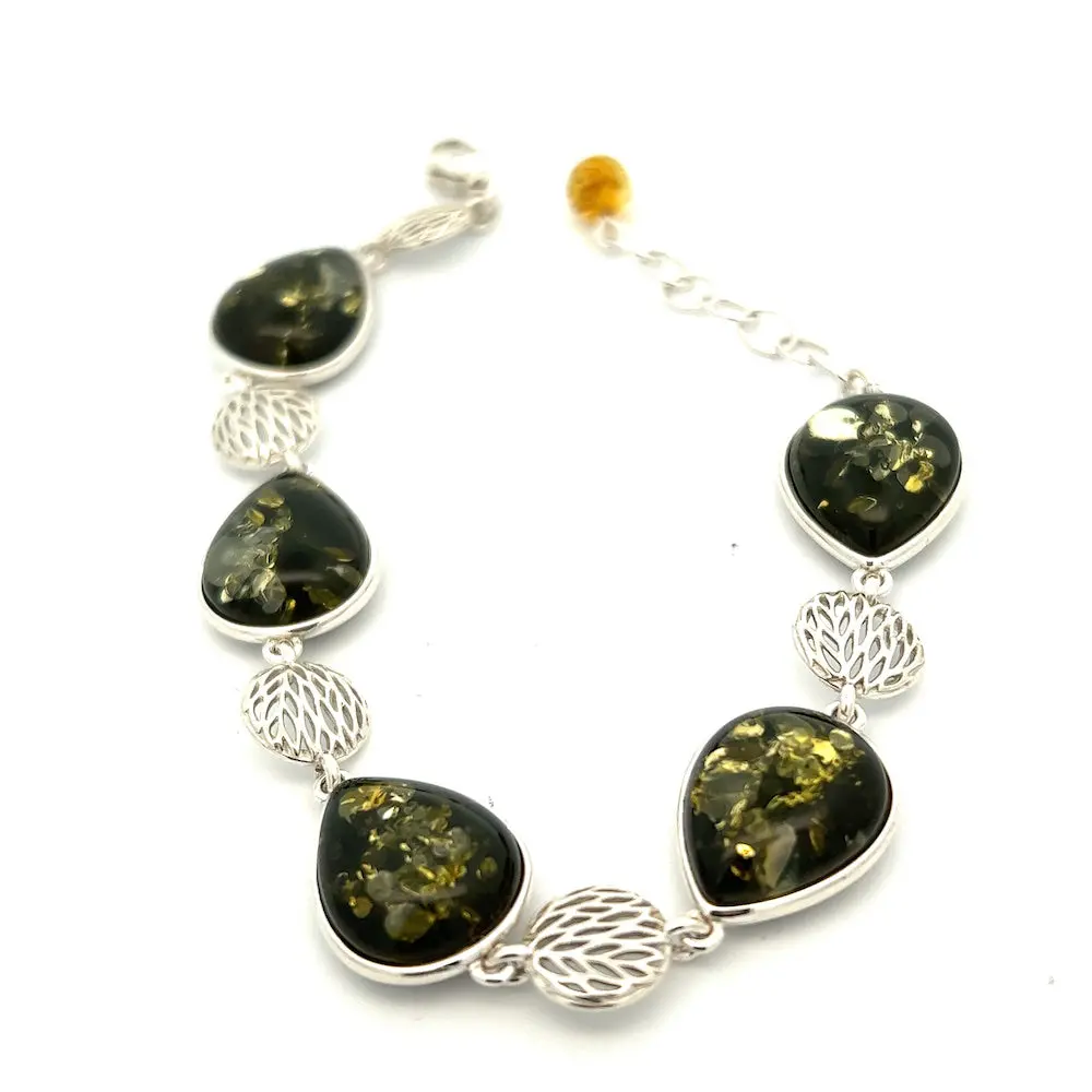 Amber Link Bracelet, Natural Amber Jewelry Accessory for Daily Wear