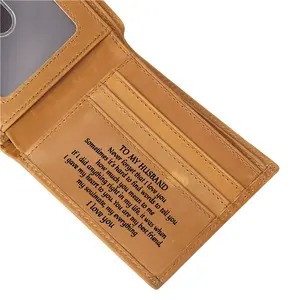 Engraved Wallet for Husband Leather Wallet with Unique Engravings Personalized Anniversary Gift