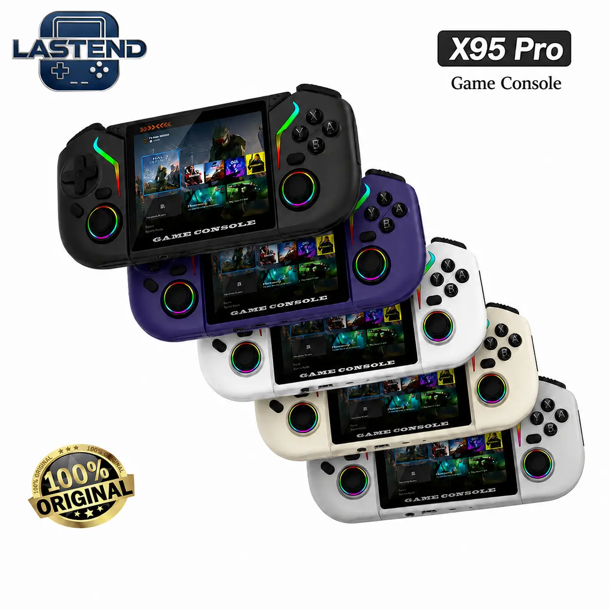 LASTEND X95pro Retro Handheld Game Console - Android 9.0 Portable Gaming Device, 3.5-inch IPS Screen, Built-in Emulators, WiFi, RGB Joysticks, Rechargeable Gaming Products with Charging, Tech Gadgets for Gamers Stuff, Teen Boy Gift & Colorful Case