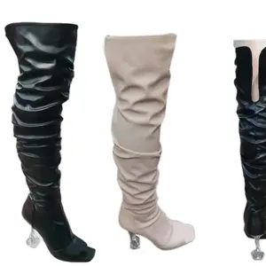 Lia Knee High Bootie - Stylish Footwear for Women - Comfortable Fit - Black, Beige & White - Ideal for Everyday Wear - Girl Walking Shoes Decor