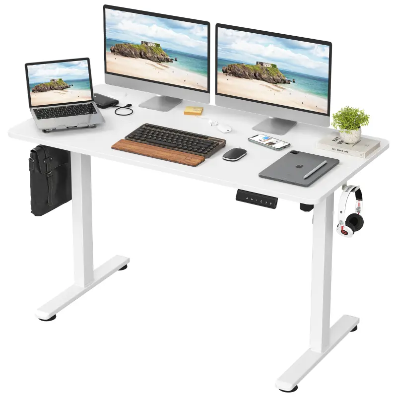 48in x 24in Electric Standing Desk - Adjustable Ergonomic Desks with Splice Board, Durable Carbon Steel Frame, Auto-Adjust, Dual Flex, Effortless Lifting Features for Home Office Health & Comfort, Auto-Adjust Desks
