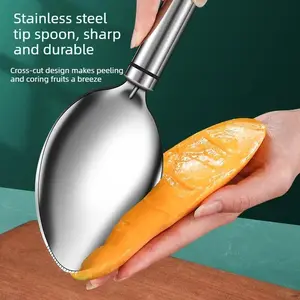 Mango peeler, avocado slicer, watermelon flesh remover, stainless steel scooping knife, fruit peeler.