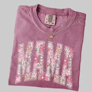 Trendy Comfort Colors Boho Floral Mama shirt, a cute oversized spring tee and perfect Mother’s Day gift for stylish moms who love flowers and comfort.