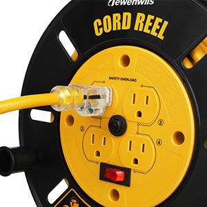 DEWENWILS Extension Cord Storage Reel ( without cord ), for 12/3,14/3,16/3 Gauge Power Cord, Hand Wind Retractable, 13A Circuit Breaker-HCRB00E