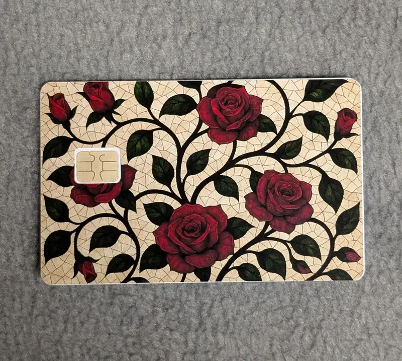 Vintage Red Rose Garden Card Skin
