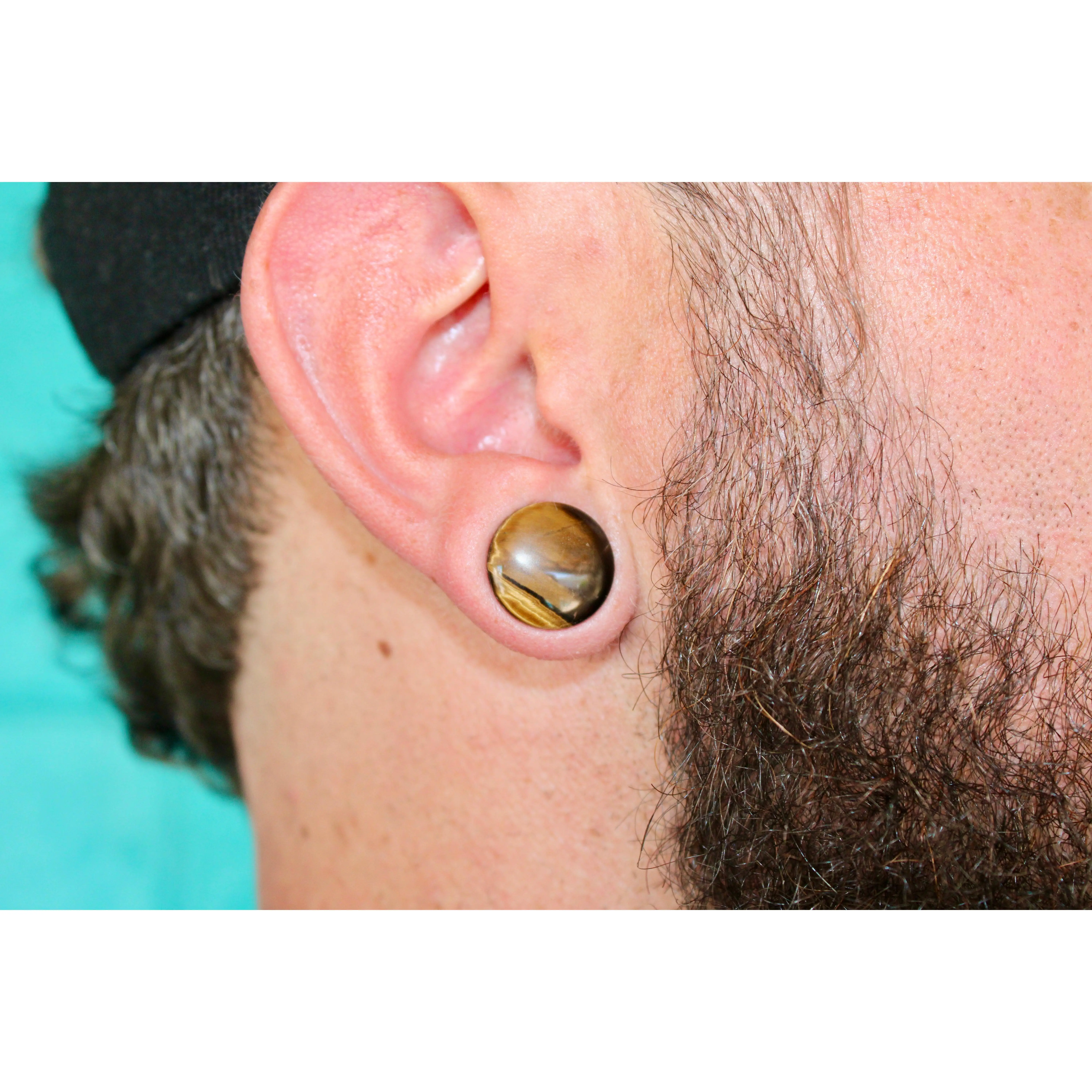 Tiger Eye Single Flare Stone Pair