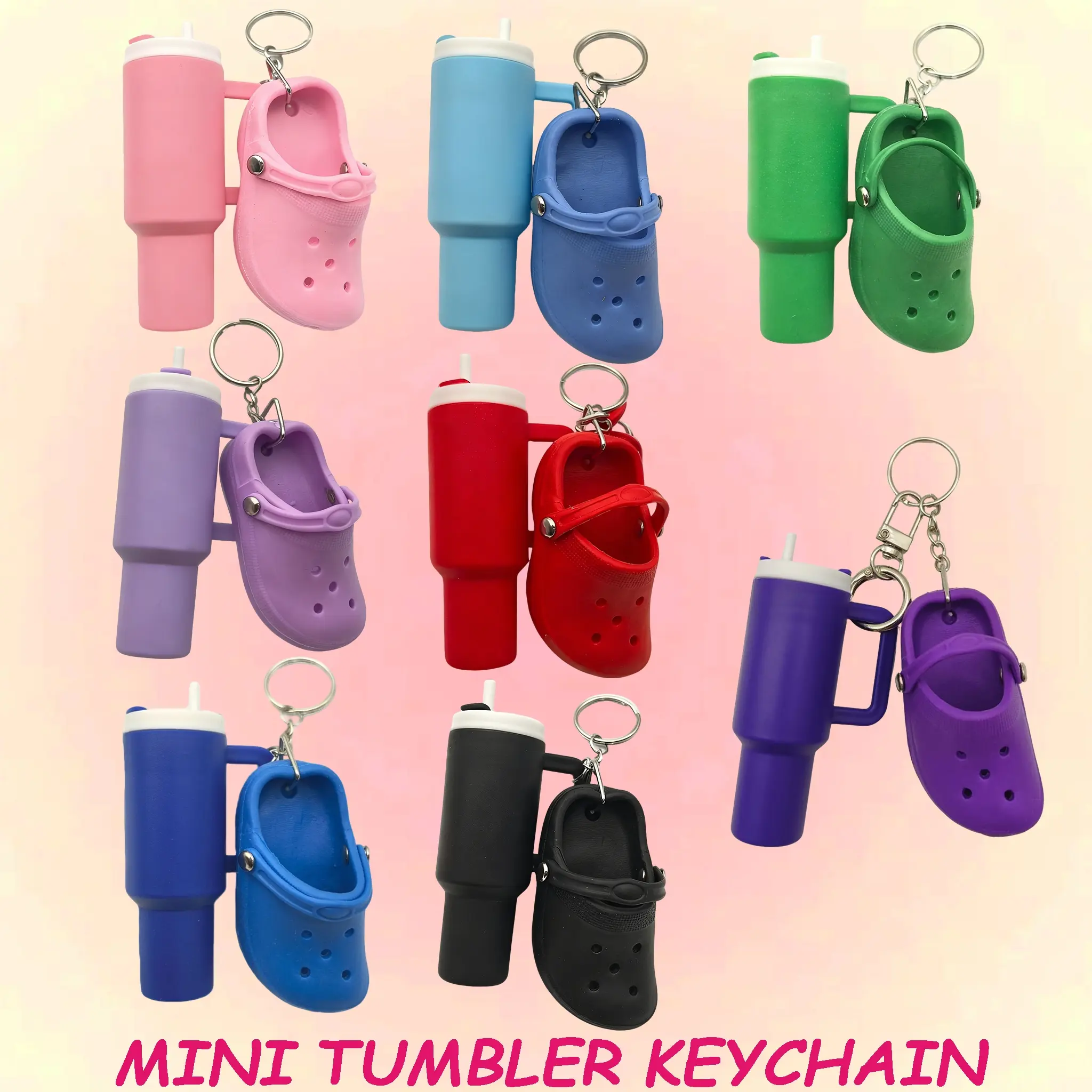 Mini Cup & Shoe Key Chain Gift Set, 8-Piece Random Colors, Fits Lipstick and Small Accessories, Cute Practical Decorations, DIY Accessories, Trendy Cute Keychain, Keychain Attachment, Girly Keychain