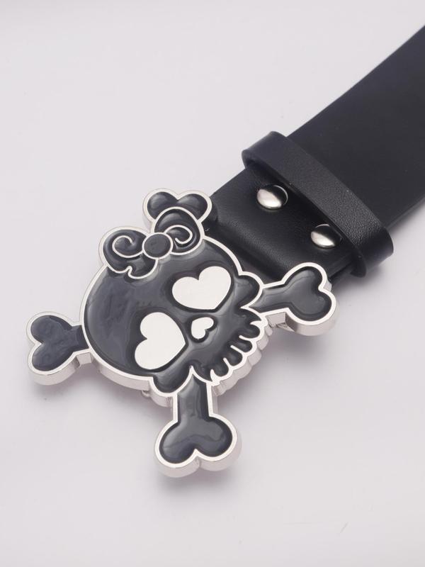 Skull Design Pu Leather Belt, Punk Style Rivet Decorated Belt for Women & Men, Fashion Belt for Party, Daily Clothing Decor, Exquisite Belt for Birthday Gift Skull Design Pu Leather Belt, Punk Style Rivet Decorated Belt for Women & Men, Fashion Belt for Party, Daily Clothing Decor, Exquisite Belt for Birthday Gift