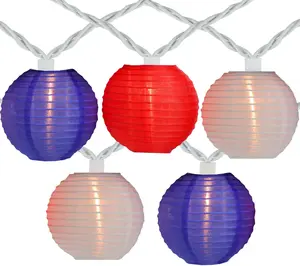 Northlight 10 Red, White, Blue Chinese Lantern String Lights