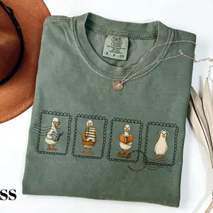 Comfort Colors Reading Tshirt Silly Goose Teacher Shirt Bookish Gifts for Librarian Shirt Book Lover Gift Stamp Shirts Fall Trendy Tshirt