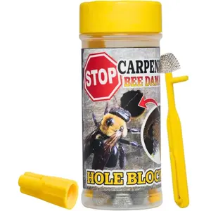 Patented Carpenter Bee Traps for Outside – 304 Stainless Steel 30 Count Hole Filler Plugs – Stop Woodpecker Damage & Borer Bee Re-Entry – Permanent Wood Protection Kit