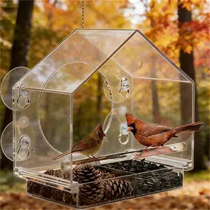 Window Bird Feeder Clear Acrylic with 4 Strong Suction Cups Removable Sliding Tray Easy to Clean Weatherproof Outdoor Feeder for Close up Bird Watching Gift for Bird Lovers Moms Seniors And Nature Fans Nature Anywhere